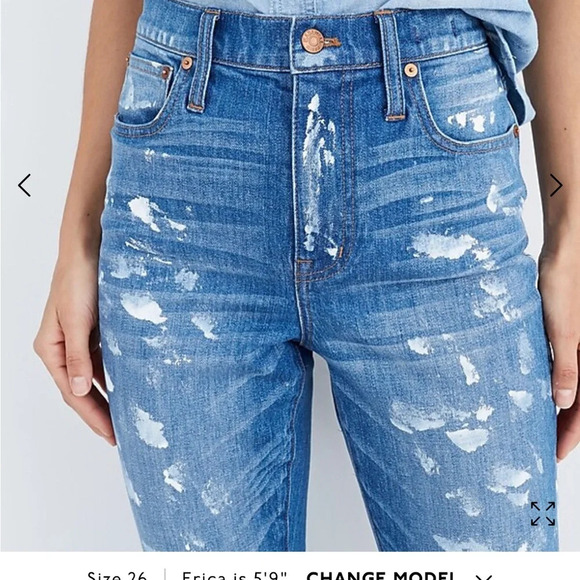 Madewell jeans Slim boyfriend high rise Paint Splatter K7544 23 new - Picture 7 of 14